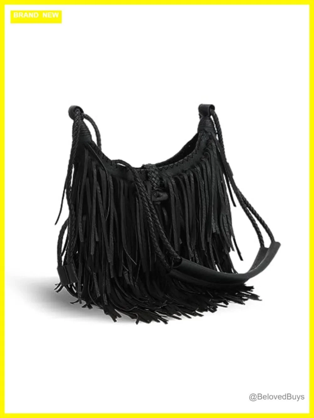 Vegan Faux Suede Leather Fringe Hobo Bag Tassel Crossbody Purse